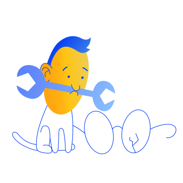Sad character with wrench looking at broken glasses PNG, SVG