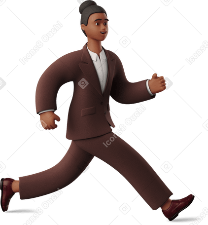 3D black businesswoman running Illustration in PNG, SVG