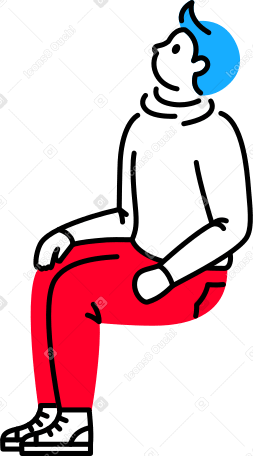 seated man looking up PNG, SVG