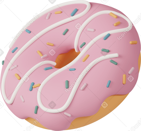 3D Пончик с розовой глазурью в PNG, SVG