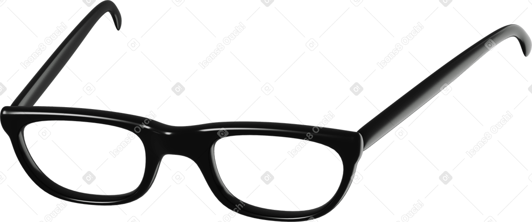 3D front view of black eyeglasses Illustration in PNG, SVG