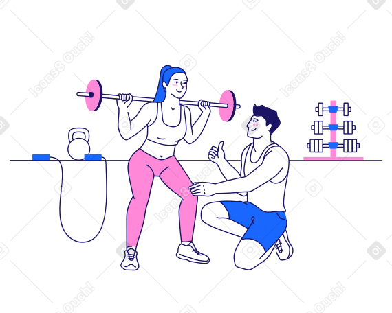 Woman and a trainer do fitness Illustration in PNG, SVG