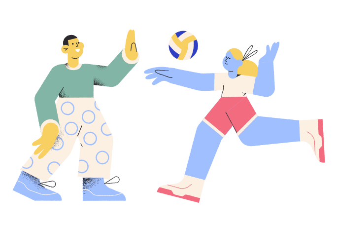 Playing volleyball Illustration in PNG, SVG