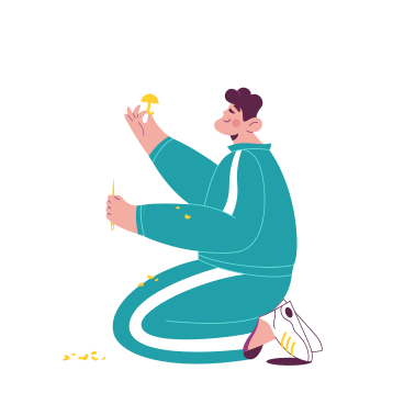 Illustration animée Homme avec des bonbons aux formats GIF, Lottie (JSON) et AE