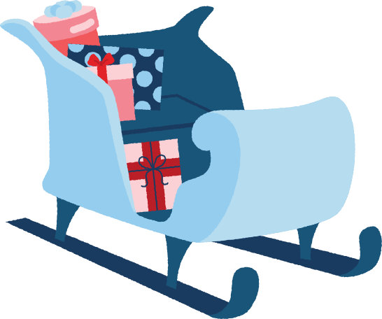 sleigh with presents Illustration in PNG, SVG