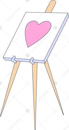 easel with painting and heart в PNG, SVG