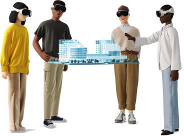 people working on a project in vr glasses PNG、SVG
