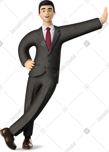 Businessman in black suit leaning hand on wall PNG, SVG