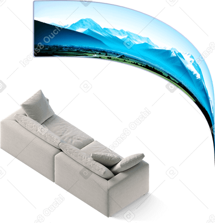 3D sofa and vr-monitor PNG, SVG