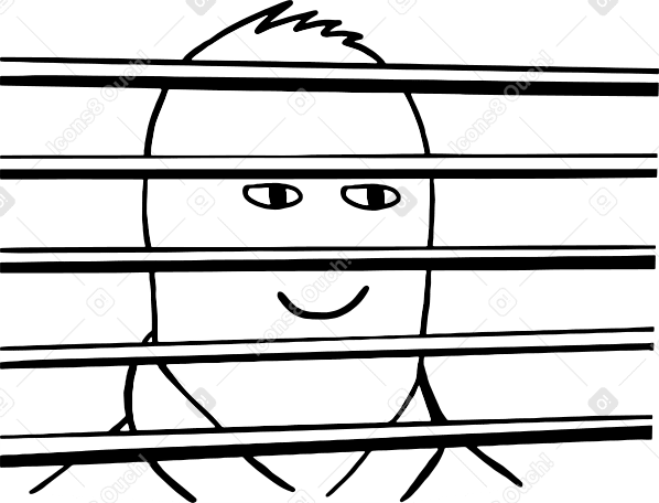 Персонаж каракулей смотрит сквозь жалюзи в PNG, SVG