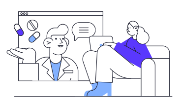 Illustration animée Consultation médicale en ligne aux formats GIF, Lottie (JSON) et AE