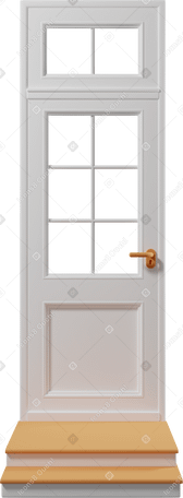 3D White door with steps Illustration in PNG, SVG