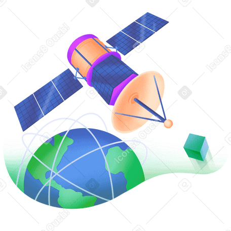 Sistema de satélites en órbita alrededor de la tierra. PNG, SVG