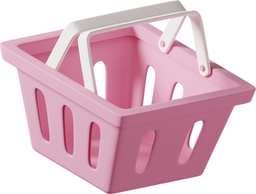 Розовая пластиковая корзина для покупок в PNG, SVG