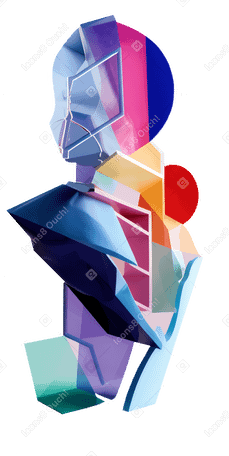 3D abstract glass head silhouette PNG, SVG