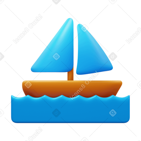 3D sail boat в PNG, SVG