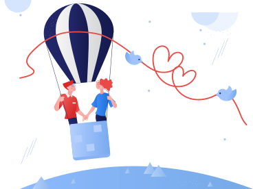 Couple in air ballon PNG, SVG