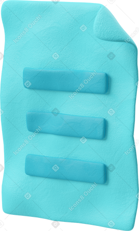 3D Three-quarter view of a light blue document icon Illustration in PNG, SVG