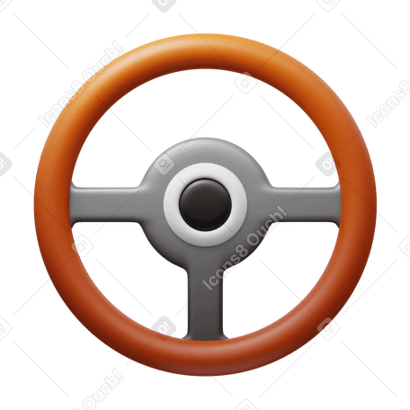 3D steering wheel Illustration in PNG, SVG