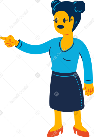 woman pointing with her finger Illustration in PNG, SVG