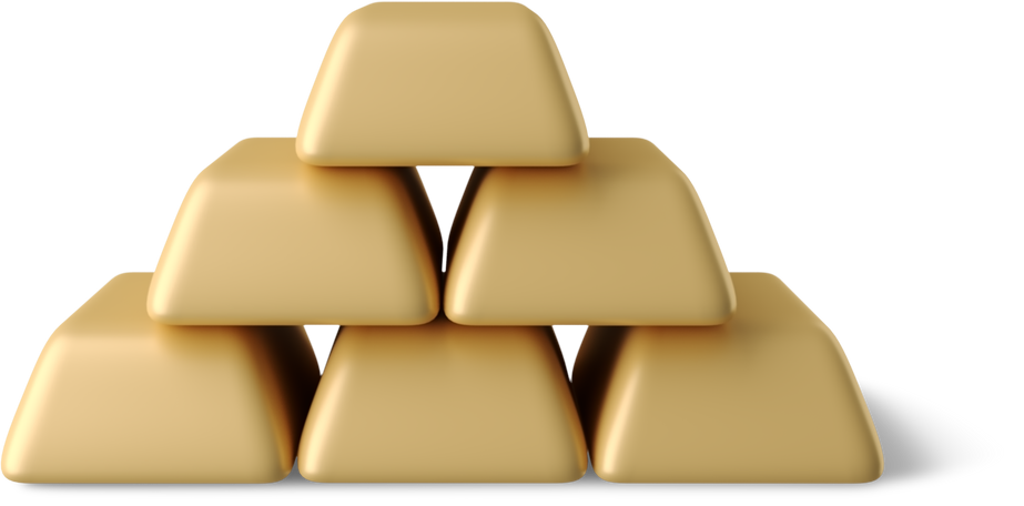 3D pile of gold bars PNG, SVG