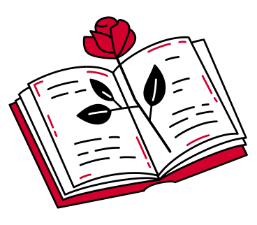 Buch mit einem rosenlesezeichen PNG, SVG
