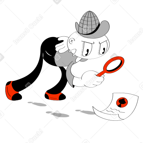 Illustration Recruteur en chapeau de détective à la recherche du bon candidat aux formats PNG, SVG