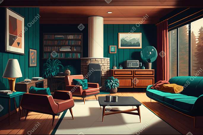 living room with fireplace background PNG, SVG