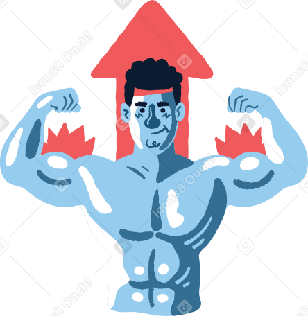 Сильный мужчина напрягает мышцы в PNG, SVG
