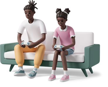 girl playing playstation with brother PNG、SVG
