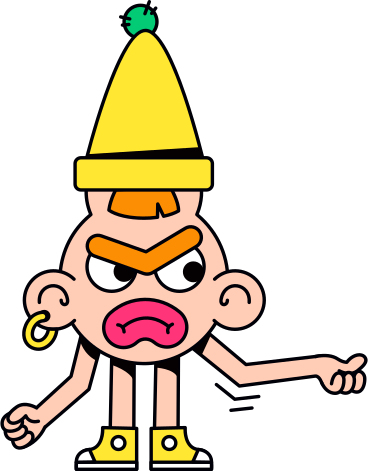 angry character in hat PNG, SVG
