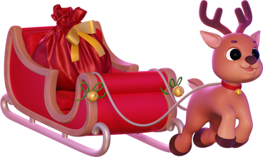 christmas reindeer with the sleigh PNG, SVG