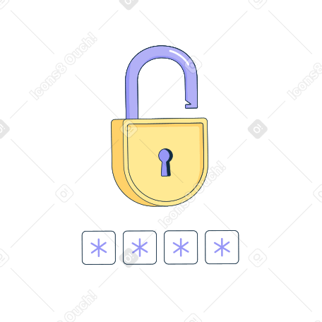 Lock and password Illustration in PNG, SVG