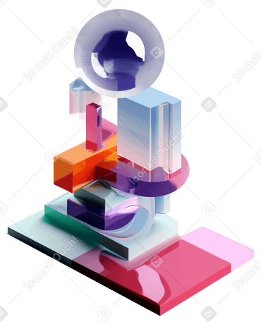 3D abstract composition made of glass PNG, SVG
