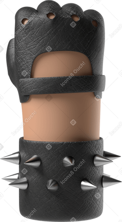3D Back view of a raised fist of rocker's tanned skin hand Illustration in PNG, SVG
