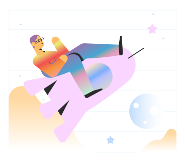 Man flying on a rocket in space PNG, SVG