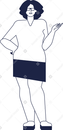woman plus size stands and explains Illustration in PNG, SVG