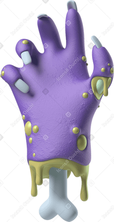 3D Palmo di una mano viola zombie PNG, SVG