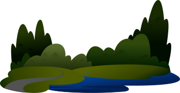 Вечерний парк с прудом и деревьями в PNG, SVG