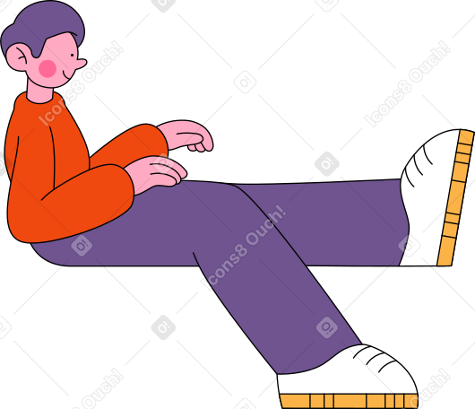 man sits with an outstretched leg and holds something in hands Illustration in PNG, SVG