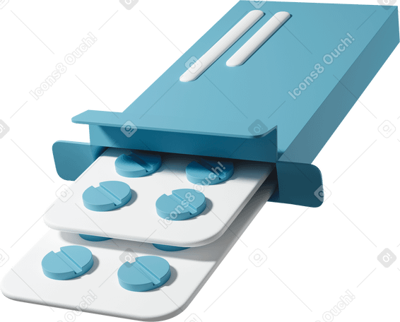 3D Blue pill packaging PNG, SVG