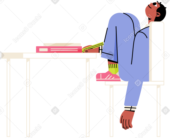 Boy is sitting on a chair and writing  Illustration in PNG, SVG