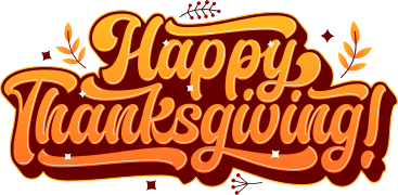 Schriftzug „happy thanksgiving day“ mit sternen und laubtext PNG, SVG