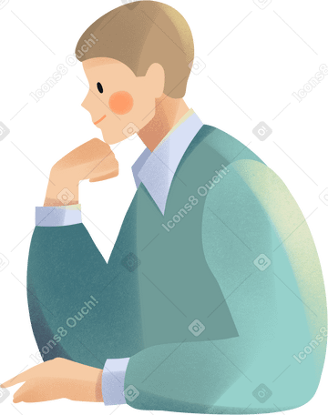 young man thinking Illustration in PNG, SVG