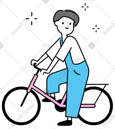 穿着工作服骑自行车的年轻女子 PNG, SVG