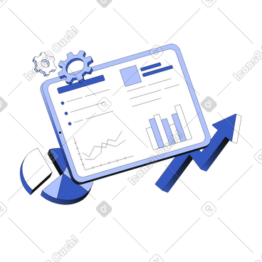 Business analytics on tablet screen animated illustration in GIF, Lottie (JSON), AE