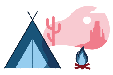 Camping con fogata y tienda de campaña. PNG, SVG
