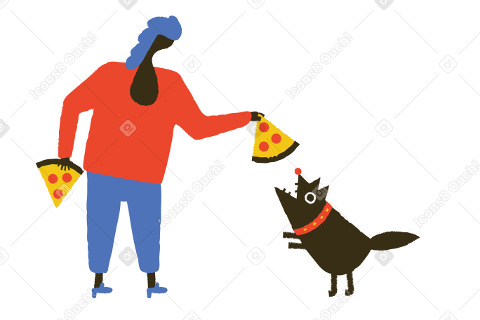 Dogs like pizza too Illustration in PNG, SVG