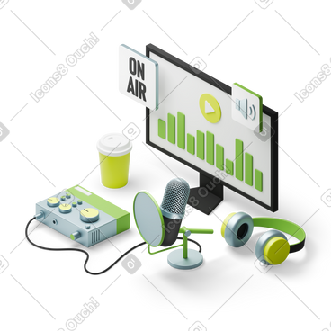 Broadcasting audio from podcast studio PNG, SVG