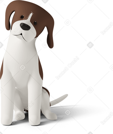 3D 比格犬坐 PNG, SVG